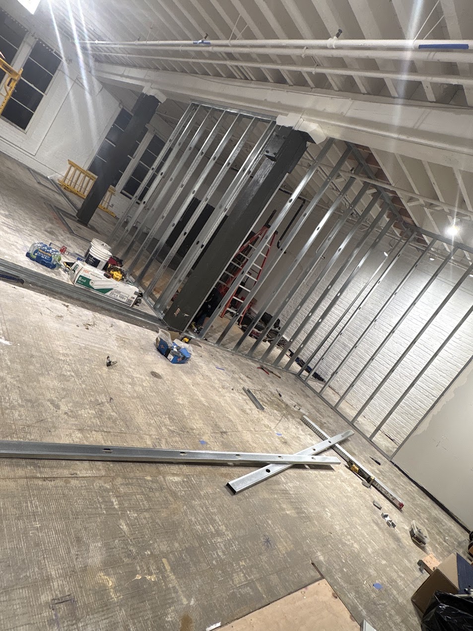 Space cleared, framing begins